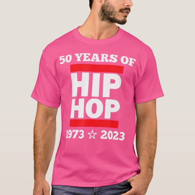 Cool 50 Years Of Hip Hop Fifty Red And White T-Shirt (Front)