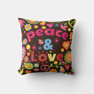 Cool 60s Style Peace & Love Cushion