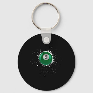 Cool 6-ball Six Pool Billiards Paint Splatter Bill Key Ring