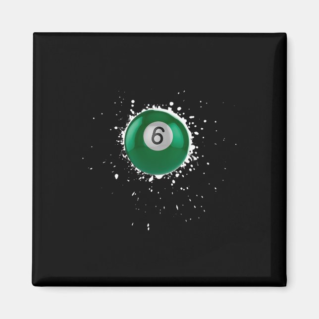 Cool 6-ball Six Pool Billiards Paint Splatter Bill Magnet (Front)