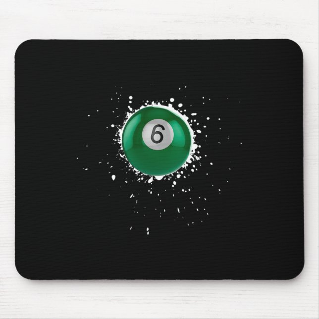 Cool 6-ball Six Pool Billiards Paint Splatter Bill Mouse Mat (Front)