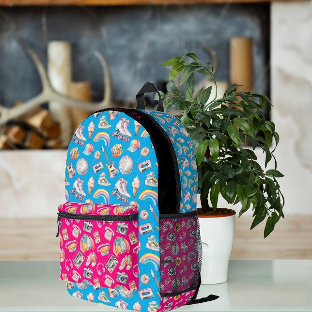 Cool 80s 90s Retro Patterns | Colourful Monogram Printed Backpack (Creator Uploaded)