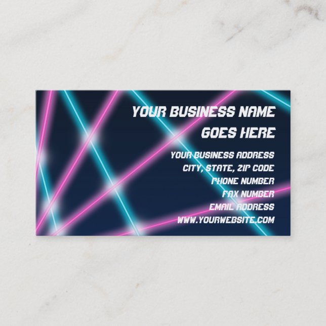 Cool 80s Laser Light Show Background Retro Neon Business Card (Front)