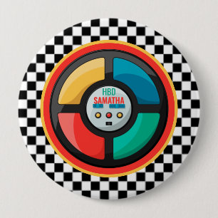 Cool 80's Retro Party Game   Nostalgic Colourful 10 Cm Round Badge
