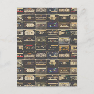 Cool 80s vintage cassette  postcard