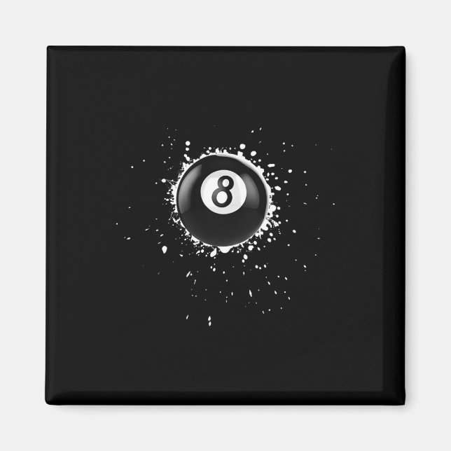 Cool 8-ball Eight Pool Billiards Paint Splatter Ei Magnet (Front)