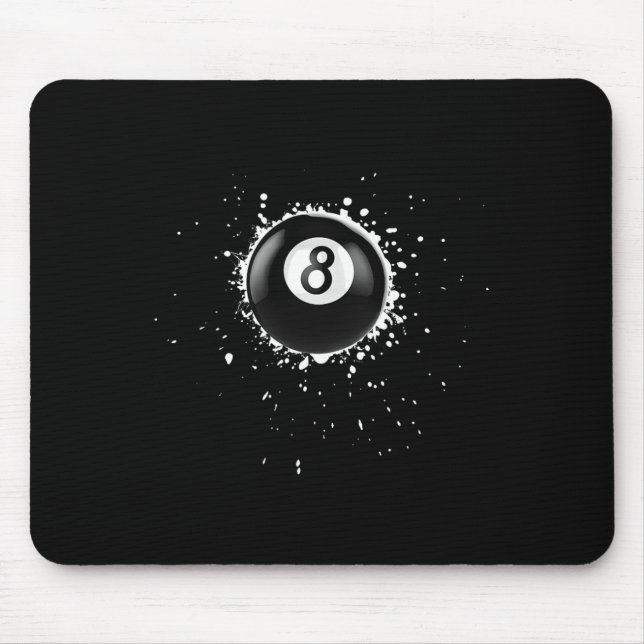 Cool 8-ball Eight Pool Billiards Paint Splatter Ei Mouse Mat (Front)