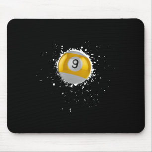 Cool 9-ball Nine Pool Billiards Paint Splatter Bil Mouse Mat