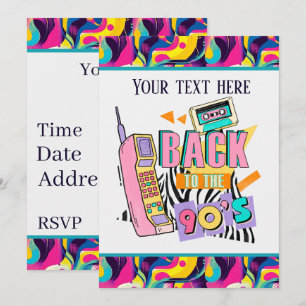 Cool 9o's retro party invitation