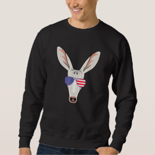 Cool Aardvark Wearing Usa Flag Sunglasses Us Ameri Sweatshirt