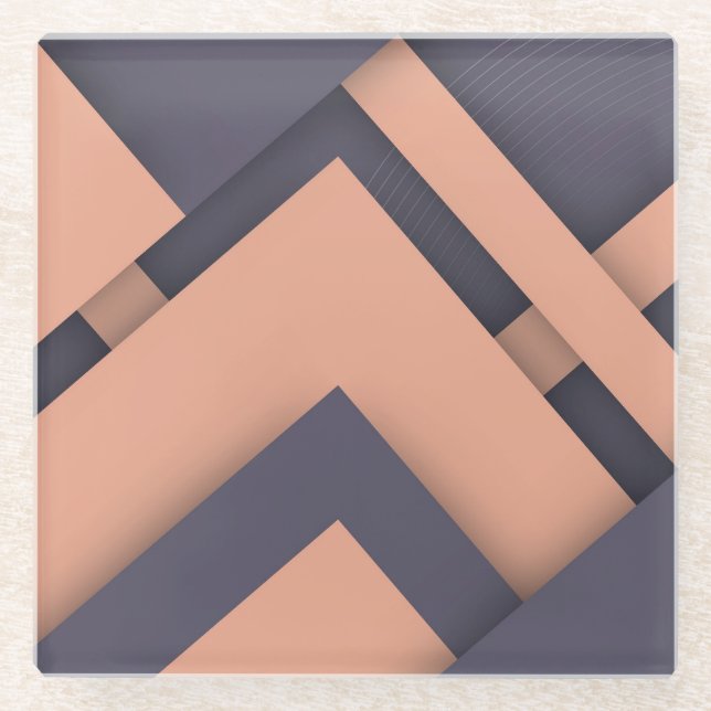 Cool Abstract 3-Dimential Shapes & Bars Glass Coaster (Front)