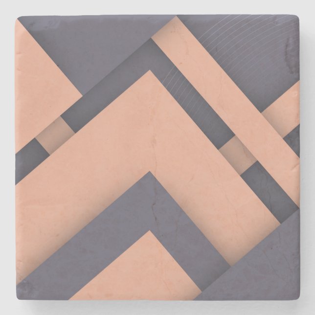 Cool Abstract 3-Dimential Shapes & Bars Stone Coaster (Front)