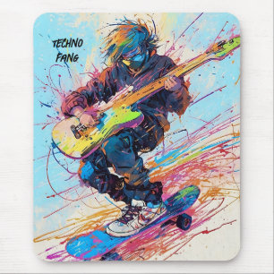 Cool Abstract anime skateboarder guitarist Mouse Mat