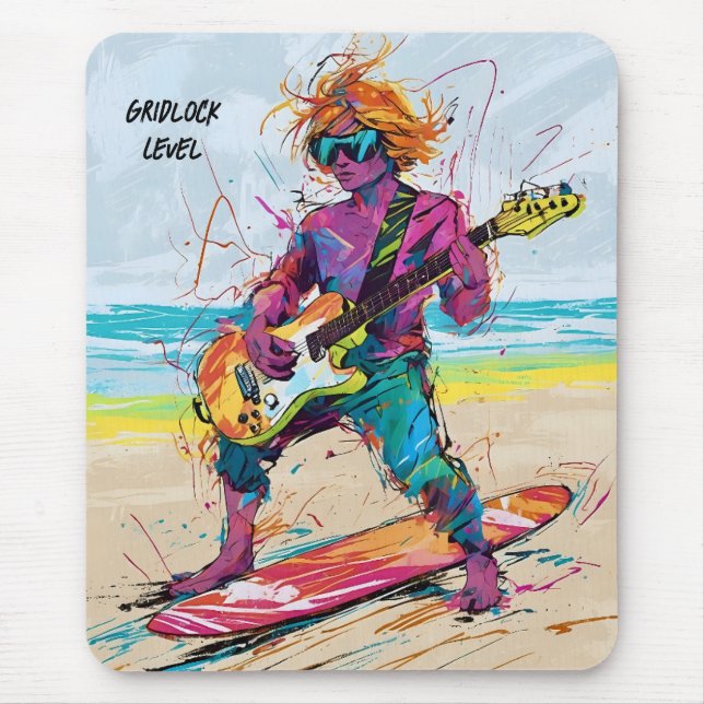 Cool Abstract anime wake board guitarist editable Mouse Mat (Front)