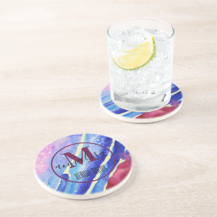 Cool Abstract Art Blue Purple Pink Magenta Coaster