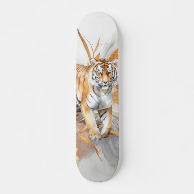 Cool Abstract Art & Tiger Skateboard (Front)