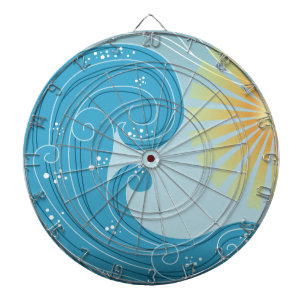 Cool Abstract Blue Ocean Yellow Sun Dartboard
