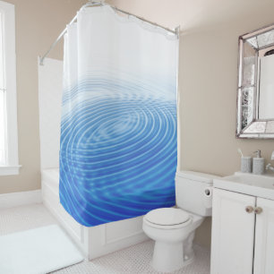 Cool Abstract Blue Waves Concentric Circles Shower Curtain