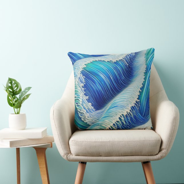 Cool Abstract Blue Waves Cushion (Chair)
