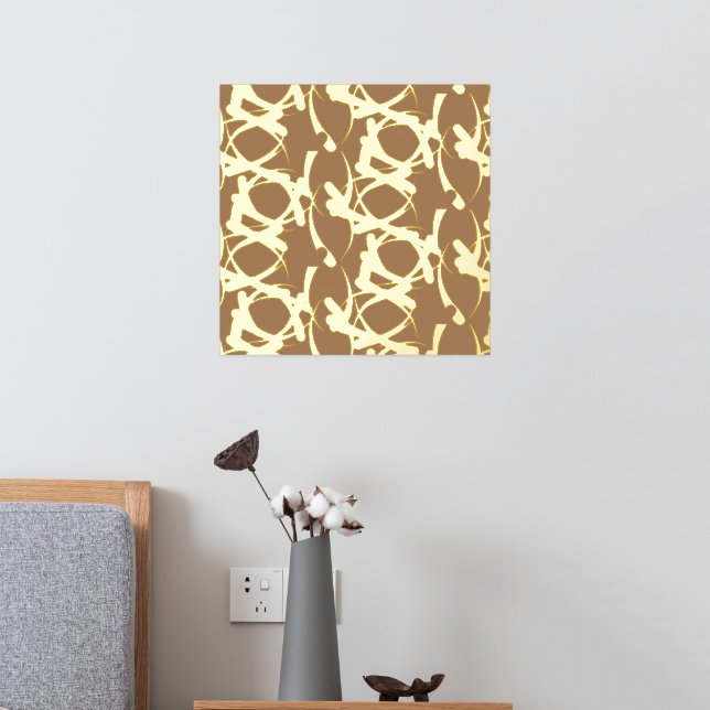 Cool Abstract Brown Beige Gold Foil Prints (In Situ (Bedroom 2))