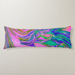 Cool Abstract Chartreuse and Hot Pink Groovy Retro Body Cushion