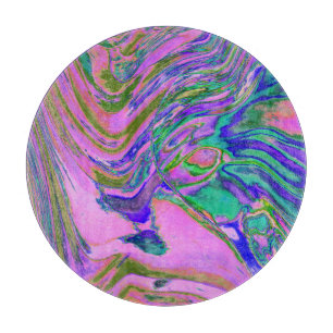 Cool Abstract Chartreuse and Hot Pink Groovy Retro Cutting Board