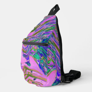 Cool Abstract Chartreuse and Hot Pink Groovy Retro Sling Bag
