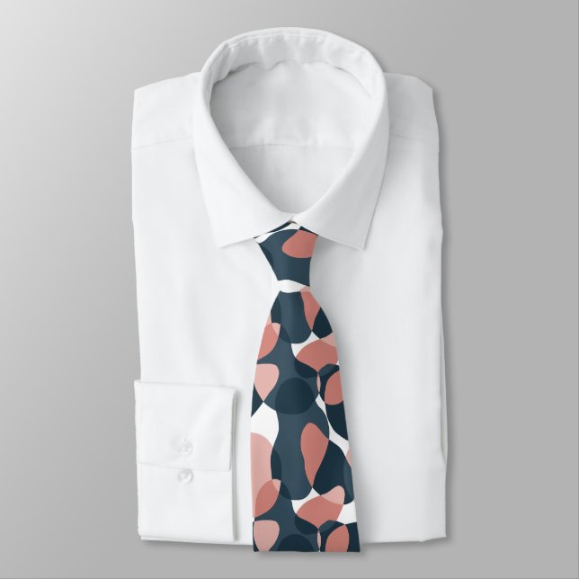 Cool Abstract Dark Grey and Salmon Pattern Tie (Tied)