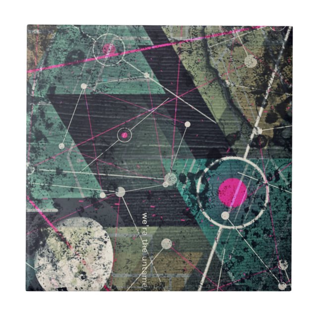 Cool Abstract Digital Graffiti Art Geometic Tile (Front)