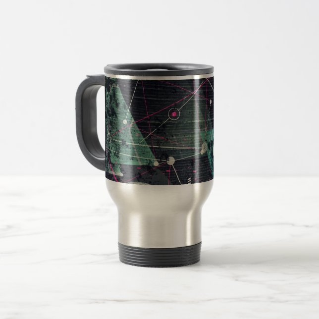 Cool Abstract Digital Graffiti Art Geometic Travel Mug (Front Left)
