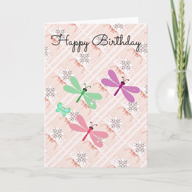 Cool Abstract Dragonfly  Birthday Card (Front)