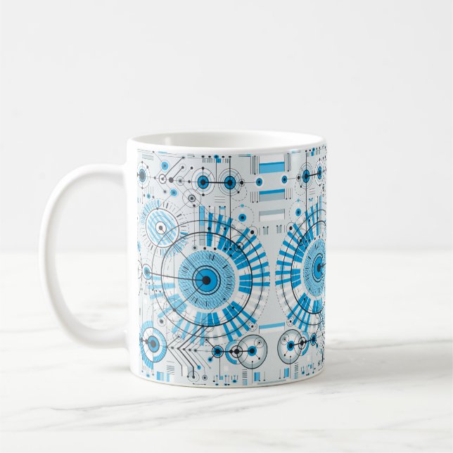 Cool Abstract Engine Technology Coffee Mug (Left)