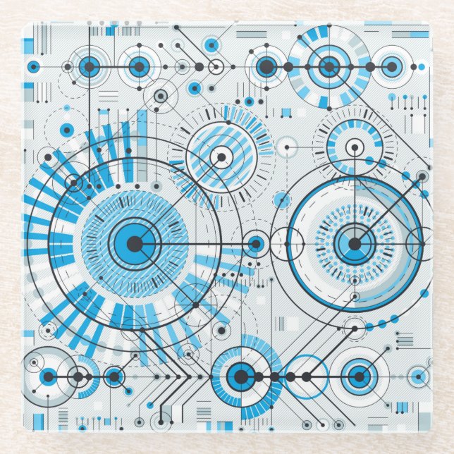 Cool Abstract Engine Technology Glass Coaster (Front)