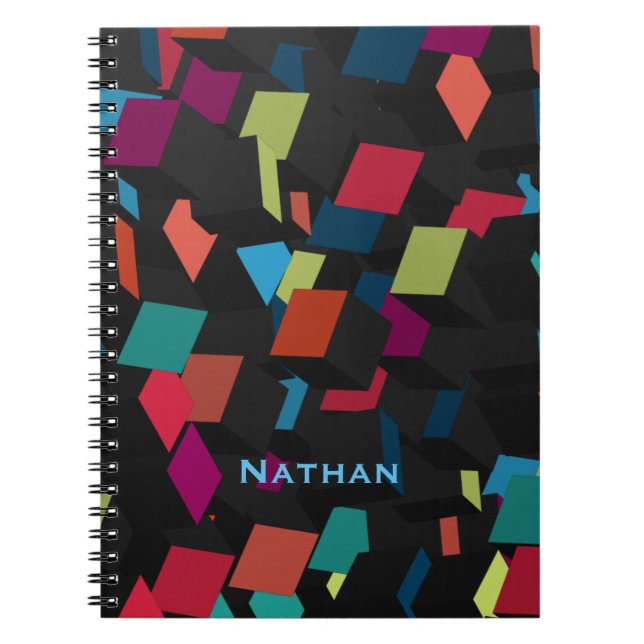 Cool Abstract Geometric Cube Pattern Personalised Notebook (Front)