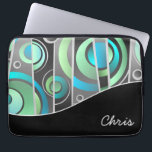 Cool Abstract Geometric Pattern with Monogram Laptop Sleeve<br><div class="desc">Protect your laptop or tablet device in style with a cool abstract geometric design that has a pop art appeal. A matching black curved band anchors the design and includes a personalised monogram that you can edit with your name or other text.</div>