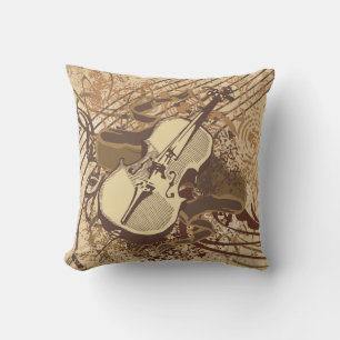 Cool Abstract Grunge Violin Drawing Cushion