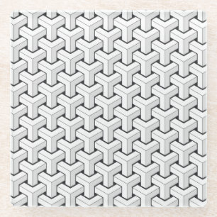 Cool Abstract Isometric Y Shaped Cubes Glass Coaster