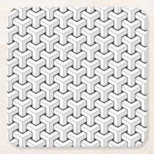 Cool Abstract Isometric Y Shaped Cubes Square Paper Coaster