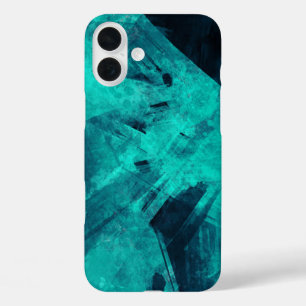 Cool Abstract Jagged Blue Art iPhone 16 Plus Case