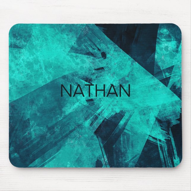Cool Abstract Jagged Blue Art Personalised Mouse Mat (Front)