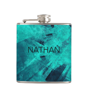 Cool Abstract Jagged Blue Art Personlaised Hip Flask