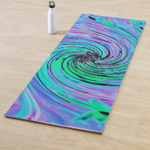Cool Abstract Lime Green and Purple Floral Swirl Yoga Mat