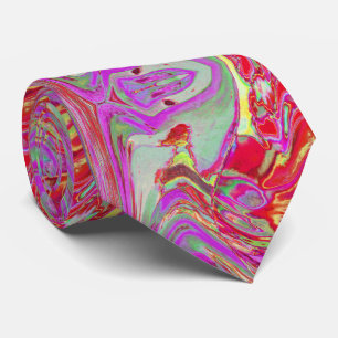 Cool Abstract Magenta and Red Groovy Retro Tie