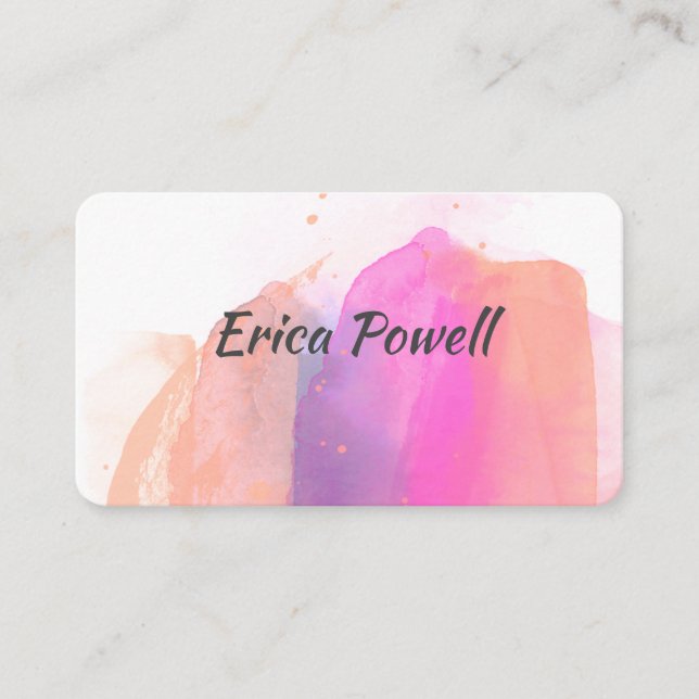 cool abstract modern watercolor art on white  business card (Front)