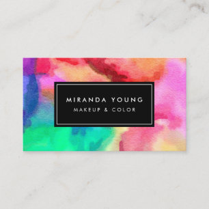 Cool Abstract Multi-colour Watercolors III Modern Business Card