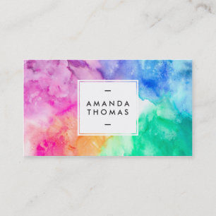 Cool abstract multi colour watercolors modern art business card