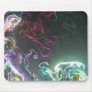 Cool Abstract Neon Liquid Art Black Mouse Mat