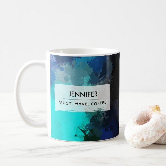 Cool Abstract Paint Splash Must Have Coffee Coffee Mug (With Donut)