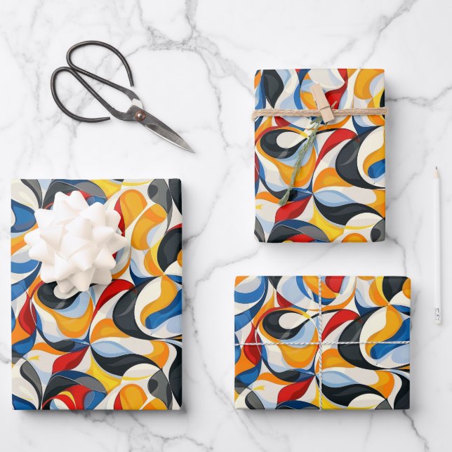 Cool abstract pattern party  wrapping paper sheet (Front)