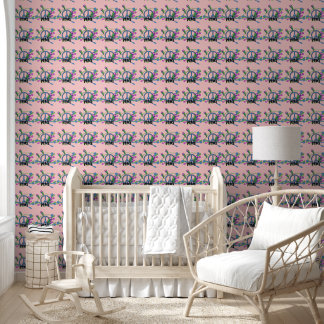 Cool Abstract Peace Sign Bright Scrolls Pink Stars Wallpaper